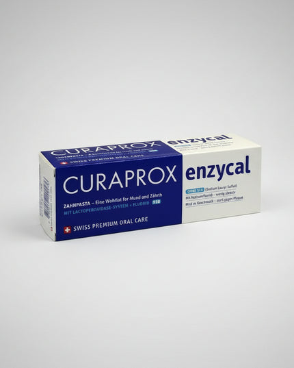 CURAPROX® Enzycal 950 is an ultra-gentle Swiss toothpaste formulated to strengthen the mouth's natural defense system while providing effective cavity protection. It contains 950 ppm sodium fluoride and a unique three-enzyme system that supports the protective functions of saliva, helping to maintain healthy teeth, gums, and oral tissues.