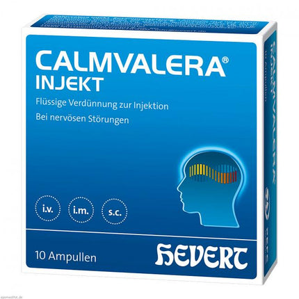 Calmvalera Injekt packaging with blue and white design