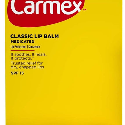 Carmex, Carmex Classic, Carmex Lip Balm, Medicated Lip Balm, SPF 15 Lip Balm, Lip Protectant, Chapped Lips, Dry Lips, Lip Moisturizer, Lip Care, Sun Protection, Broad Spectrum SPF, Camphor, Menthol, Petrolatum, Original Lip Balm, Daily Lip Care, Carma Laboratories, Beauty & Personal Care, Кармекс, Бальзам Для Губ, Лечебный Бальзам Для Губ, SPF 15, Защита Губ, Сухие Губы, Обветренные Губы, Уход За Губами, Carmex, Bálsamo Labial, Bálsamo Labial Medicado, Protector Labial, SPF 15, Labios Secos, Labios Agrietad