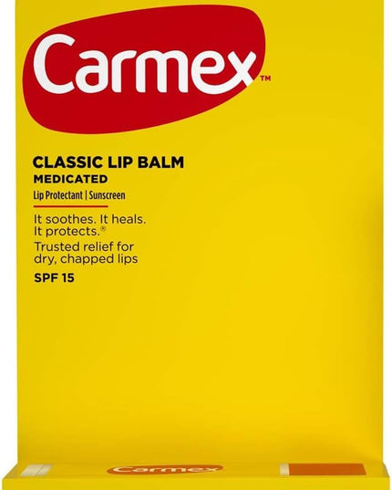 Carmex, Carmex Classic, Carmex Lip Balm, Medicated Lip Balm, SPF 15 Lip Balm, Lip Protectant, Chapped Lips, Dry Lips, Lip Moisturizer, Lip Care, Sun Protection, Broad Spectrum SPF, Camphor, Menthol, Petrolatum, Original Lip Balm, Daily Lip Care, Carma Laboratories, Beauty & Personal Care, Кармекс, Бальзам Для Губ, Лечебный Бальзам Для Губ, SPF 15, Защита Губ, Сухие Губы, Обветренные Губы, Уход За Губами, Carmex, Bálsamo Labial, Bálsamo Labial Medicado, Protector Labial, SPF 15, Labios Secos, Labios Agrietad