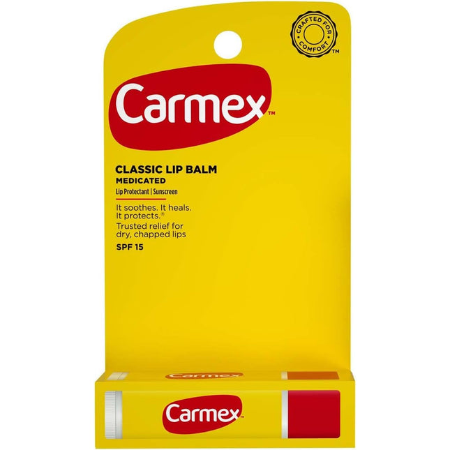 Carmex, Carmex Classic, Carmex Lip Balm, Medicated Lip Balm, SPF 15 Lip Balm, Lip Protectant, Chapped Lips, Dry Lips, Lip Moisturizer, Lip Care, Sun Protection, Broad Spectrum SPF, Camphor, Menthol, Petrolatum, Original Lip Balm, Daily Lip Care, Carma Laboratories, Beauty & Personal Care, Кармекс, Бальзам Для Губ, Лечебный Бальзам Для Губ, SPF 15, Защита Губ, Сухие Губы, Обветренные Губы, Уход За Губами, Carmex, Bálsamo Labial, Bálsamo Labial Medicado, Protector Labial, SPF 15, Labios Secos, Labios Agrietad