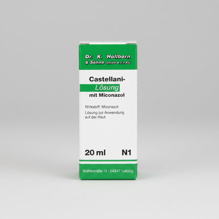 castellani solution, castellani with miconazole, miconazole nitrate 2%, antifungal solution, antiseptic solution, athlete's foot treatment, ringworm treatment, cutaneous candidiasis, fungal skin infection, topical antifungal, skin antiseptic, foot fungus, tinea pedis, dermatophytosis, european pharmacy, кастеллани, кастеллани с миконазолом, миконазол 2%, противогрибковый раствор, грибок кожи, грибок стопы, кандидоз кожи, антисептик, solución castellani, miconazol 2%, solución antifúngica, tratamiento para h