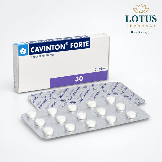 Cavinton Forte is a neurological medicine containing vinpocetine 10 mg per tablet. According to current European product information, it is used in adults for the treatment of chronic cerebral circulation disorders, including conditions following ischemic stroke and vascular dementia, as well as for relieving certain neurological and psychological symptoms associated with impaired cerebral circulation. Some approved labeling also includes chronic vascular disorders of the retina and certain vascular-related