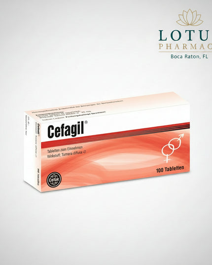 Cefagil® Tablets are a German homeopathic medicinal product from Cefak KG containing Turnera diffusa (Damiana) mother tincture – 25 mg per tablet.

According to the official German product information, Cefagil is a homeopathic medicine for disorders of sexual function, with the registered homeopathic indication “sexual weakness” (sexuelle Schwäche). It is intended for adults and can be used by both men and women.

Damiana (Turnera diffusa) has a long history of traditional use in preparations associated wit