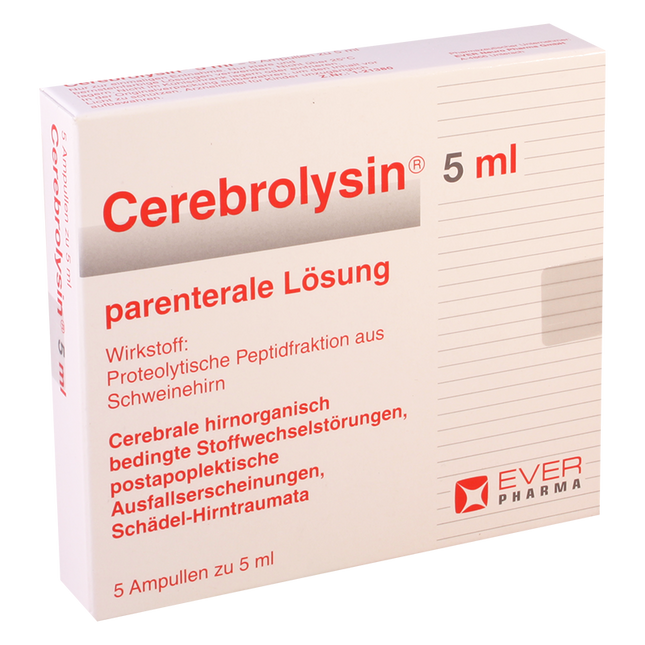 Box of Cerebrolysin with Ever Pharma logo on a white background