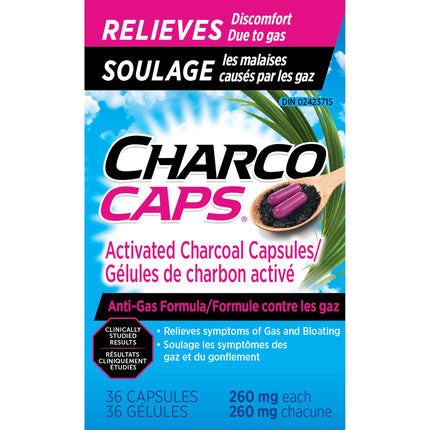 Charcocaps - Anti-gas Dietary Supplement Formula, 36 Count