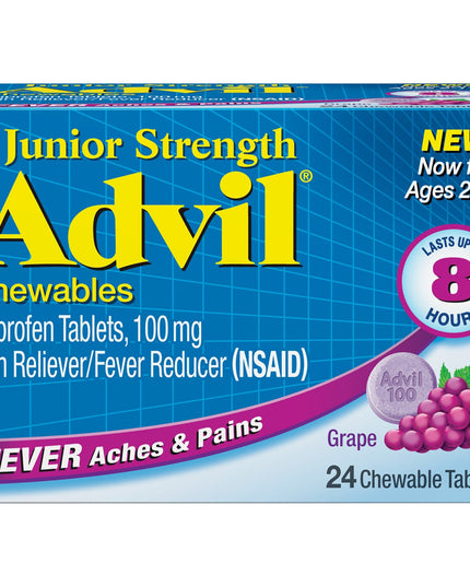 Children's Advil, Junior Strength Advil, Advil Chewable Tablets, Ibuprofen 100 mg, Children's Ibuprofen, Fever Reducer, Pain Reliever, Chewable Ibuprofen, Kids Pain Relief, Kids Fever Relief, Children's Cold And Flu Relief, Headache Relief, Toothache Relief, Sore Throat Relief, NSAID, Children's Medicine, Family Wellness, Детский Адвил, Ибупрофен Для Детей, Жевательные Таблетки, Ибупрофен 100 мг, Жаропонижающее Для Детей, Детское Обезболивающее, Простуда, Грипп, Детское Здоровье, Advil Infantil, Ibuprofeno 
