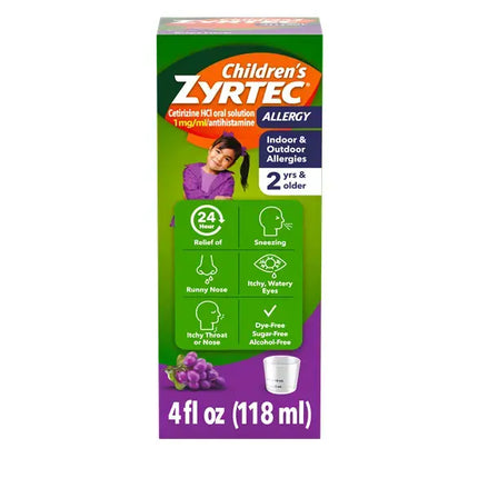 Children's ZYRTEC® Allergy Syrup – Grape Flavor, 118 mL (4 fl oz)