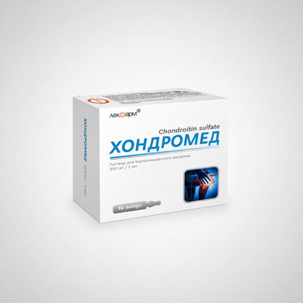 Chondromed® Injection is a chondroprotective medicinal product containing 200 mg of chondroitin sulfate sodiumper 2 mL ampule. Chondroitin sulfate is a naturally occurring component of healthy cartilage that helps maintain its elasticity, strength, and resistance to mechanical stress.
