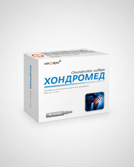 Chondromed® Injection is a chondroprotective medicinal product containing 200 mg of chondroitin sulfate sodiumper 2 mL ampule. Chondroitin sulfate is a naturally occurring component of healthy cartilage that helps maintain its elasticity, strength, and resistance to mechanical stress.
