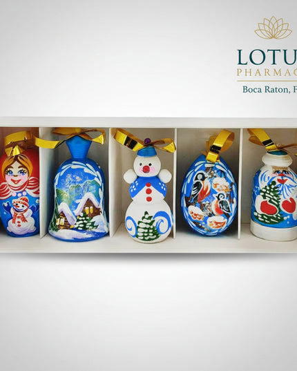 Christmas Tree Decoration. Set of Wooden Toys