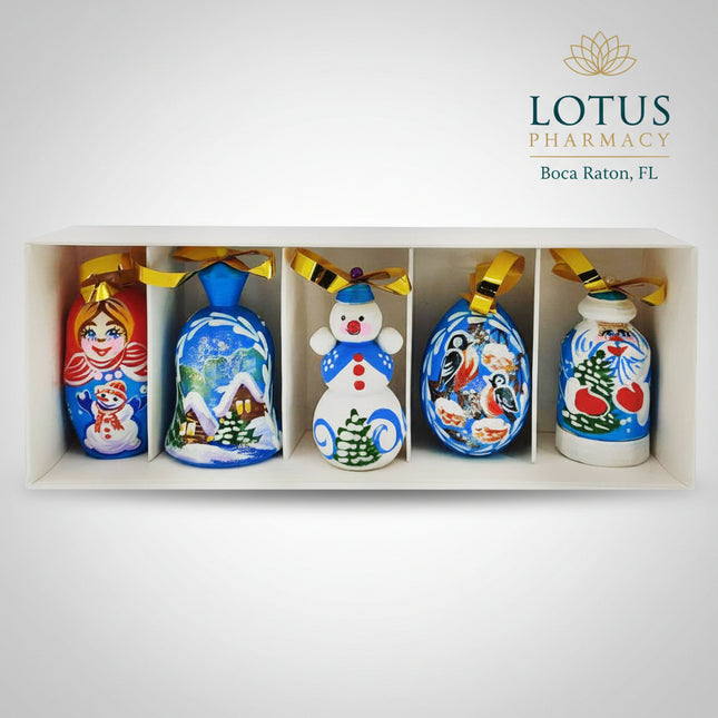 Christmas Tree Decoration. Set of Wooden Toys