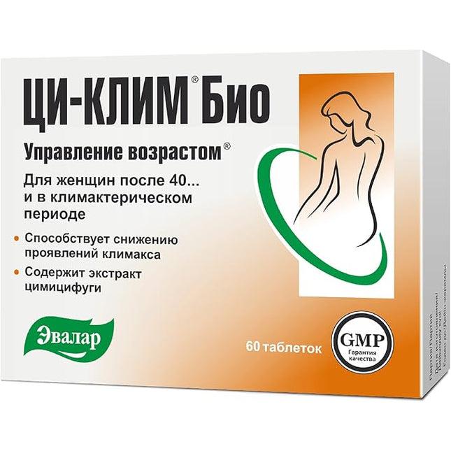 Ci-Klim by Evalar &nbsp;(Ци-Клим с экстрактом цимицифуги) is a plant-based supplement containing Black Cohosh (Cimicifuga racemosa) extract, formulated to support women during perimenopause and menopause. Black cohosh has traditionally been used to help ease menopausal symptoms and support overall hormonal comfort.