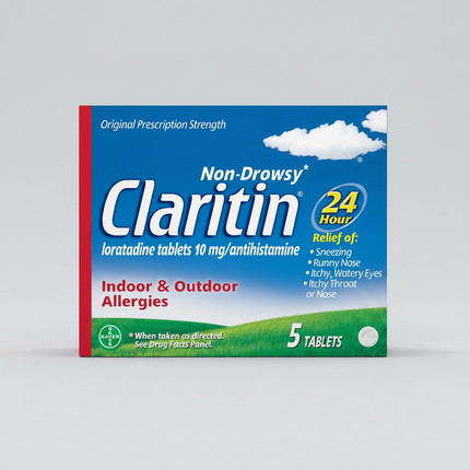 Claritin Allergy Relief 24 Hour Tablets provide non-drowsy, all-day relief from common indoor and outdoor allergy symptoms. Formulated with loratadine 10 mg, this antihistamine helps relieve sneezing, runny nose, itchy or watery eyes, and itching of the nose or throat caused by pollen, dust, mold, pet dander, and other allergens. One tablet delivers up to 24 hours of allergy relief.
