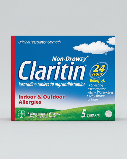Claritin Allergy Relief 24 Hour Tablets provide non-drowsy, all-day relief from common indoor and outdoor allergy symptoms. Formulated with loratadine 10 mg, this antihistamine helps relieve sneezing, runny nose, itchy or watery eyes, and itching of the nose or throat caused by pollen, dust, mold, pet dander, and other allergens. One tablet delivers up to 24 hours of allergy relief.