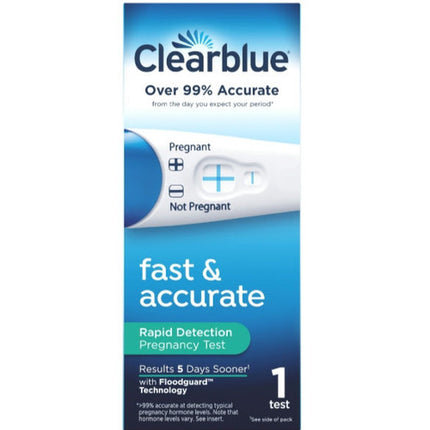 Clearblue® Early Detection Pregnancy Test is designed to detect pregnancy&nbsp;up to 6 days before your missed period (which is 5 days before your expected period). The test detects the pregnancy hormone human chorionic gonadotropin (hCG) in urine and provides easy-to-read results with over 99% accuracy from the day of the expected period. The ergonomic design and wide absorbent tip help make testing simple and convenient at home.