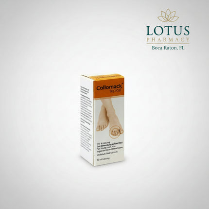 Collomack® Topical Solution 17.4% is a German topical medicine containing salicylic acid 174 mg/g (17.4%) for the removal of corns and calluses (thickened, hardened skin). It is intended for adults, adolescents, and children 1 year and older.

Salicylic acid has a keratolytic action, meaning it gradually softens and loosens excessive layers of hardened skin. This makes the thickened tissue easier to remove after treatment.

Important: The current German Collomack Topical 17.4% formulation is indicated for c