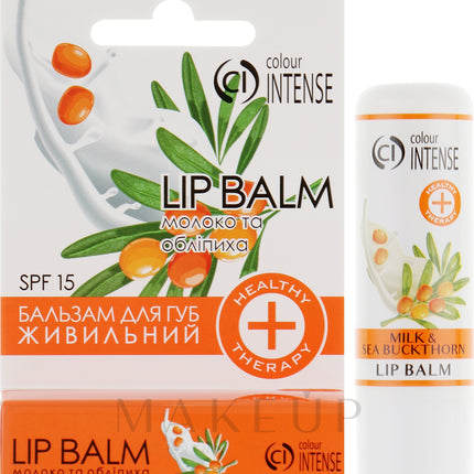 Lip balm packaging with 'colour INTENSE' branding on a white background