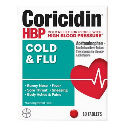 Coricidin HBP, Coricidin Cold And Flu, Bayer Coricidin, High Blood Pressure Cold Medicine, Decongestant Free Cold Medicine, Acetaminophen 325 mg, Chlorpheniramine Maleate, Cold Relief, Flu Relief, Fever Reducer, Runny Nose Relief, Sneezing Relief, Sore Throat Relief, Body Ache Relief, HBP Friendly Cold Medicine, Cold And Flu Tablets, Family Wellness, Корицидин, Coricidin HBP, Простуда И Грипп, Ацетаминофен, Хлорфенирамин, Средство От Простуды, Жаропонижающее, Насморк, Чихание, Боль В Горле, Coricidin HBP, M