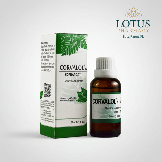 Corvalol N Drops are a traditional oral preparation used to support nervous system balance, relaxation, and relief of stress-related functional symptoms. The formula provides calming and mild antispasmodic effects, helping reduce nervous tension, increased excitability, and difficulty relaxing.

Corvalol N is traditionally used for mild sleep disturbances, nervousness, stress-related autonomic symptoms, and smooth muscle spasms. Its liquid drop format allows convenient dosing and dilution in water.