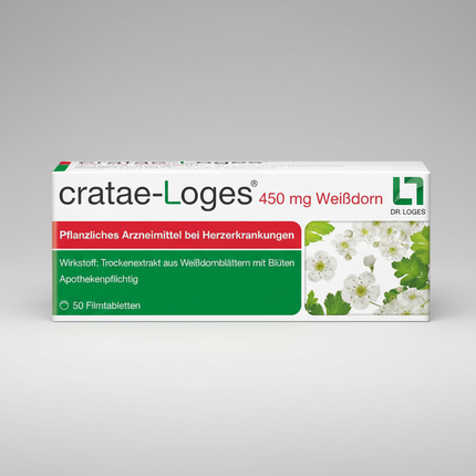 Cratae-Loges® 450 mg is a German herbal medicinal product containing a highly concentrated extract of hawthorn leaves and flowers (Crataegus). Hawthorn has been traditionally used for centuries to support heart and circulatory function.