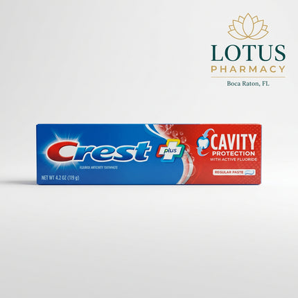 Crest Cavity Protection Regular Paste is an anticavity fluoride toothpaste designed to help protect teeth and exposed roots against cavities while supporting everyday oral hygiene. The regular paste formula cleans teeth, helps strengthen enamel, and leaves the mouth feeling fresh.