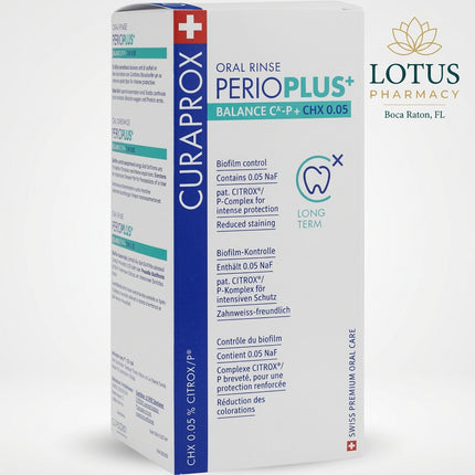 Curaprox Perio Plus+ Balance is an alcohol-free antibacterial mouthwash formulated with 0.05% chlorhexidine (CHX) for long-term oral-care support. It is designed to help reduce the risk of plaque buildup, gingivitis, and tooth decay, and is especially useful for people wearing orthodontic appliances or those who need additional support with daily oral hygiene.
