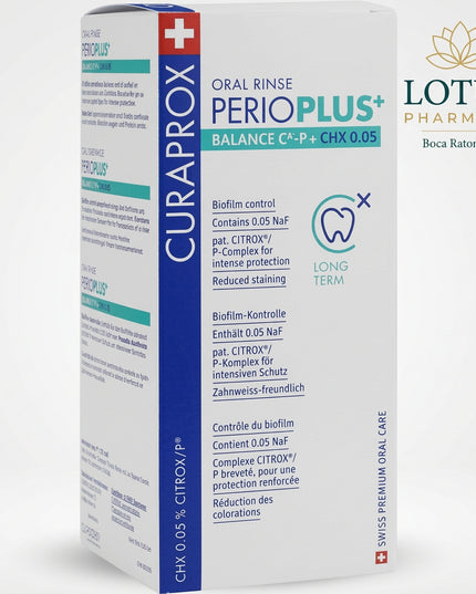 Curaprox Perio Plus+ Balance is an alcohol-free antibacterial mouthwash formulated with 0.05% chlorhexidine (CHX) for long-term oral-care support. It is designed to help reduce the risk of plaque buildup, gingivitis, and tooth decay, and is especially useful for people wearing orthodontic appliances or those who need additional support with daily oral hygiene.