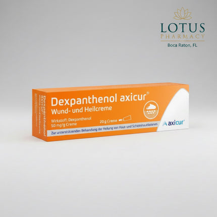 DEXPANTHENOL axicur® wound and healing cream is a topical dermatological medicine used to support skin regeneration and healing of superficial skin damage.