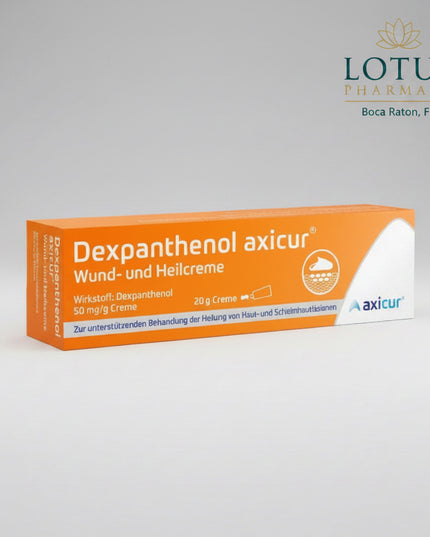 DEXPANTHENOL axicur® wound and healing cream is a topical dermatological medicine used to support skin regeneration and healing of superficial skin damage.