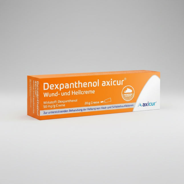 DEXPANTHENOL axicur® wound and healing cream is a topical dermatological medicine used to support skin regeneration and healing of superficial skin damage.