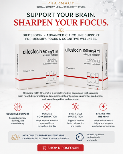 Neuroprotective & Cognitive Support |Difosfocin® Citicoline Injection – 500 mg/4 mL or 1000 mg/4 mL