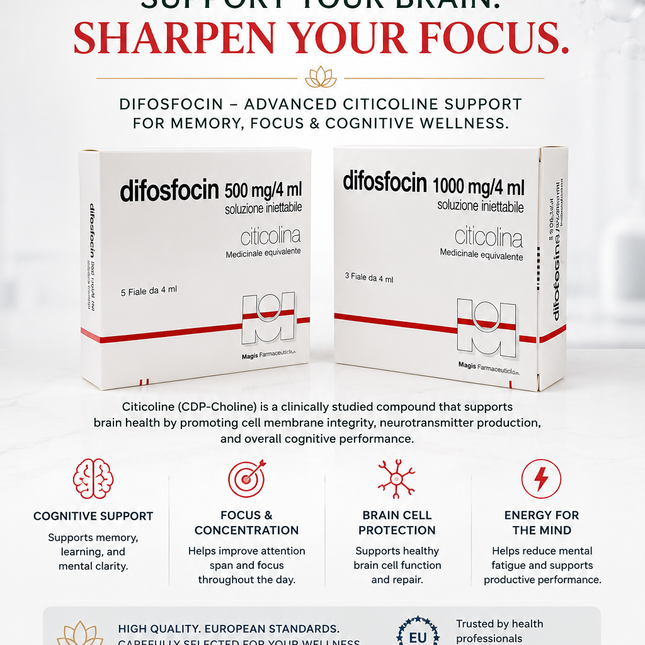 Neuroprotective & Cognitive Support |Difosfocin® Citicoline Injection – 500 mg/4 mL or 1000 mg/4 mL