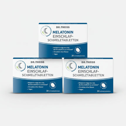 DR. THEISS Melatonin Sleep Orodispersible Tablets are a&nbsp;dietary sleep support supplement formulated to help shorten the time it takes to fall asleep. The tablets are designed to dissolve on the tongue without water, making them convenient for nightly use. The positive effect on sleep onset is achieved by taking melatonin before bedtime.