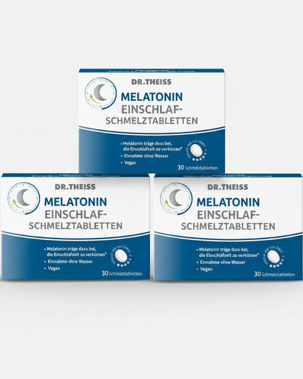 DR. THEISS Melatonin Sleep Orodispersible Tablets are a&nbsp;dietary sleep support supplement formulated to help shorten the time it takes to fall asleep. The tablets are designed to dissolve on the tongue without water, making them convenient for nightly use. The positive effect on sleep onset is achieved by taking melatonin before bedtime.