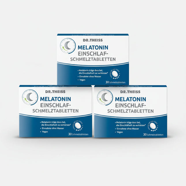 DR. THEISS Melatonin Sleep Orodispersible Tablets are a&nbsp;dietary sleep support supplement formulated to help shorten the time it takes to fall asleep. The tablets are designed to dissolve on the tongue without water, making them convenient for nightly use. The positive effect on sleep onset is achieved by taking melatonin before bedtime.