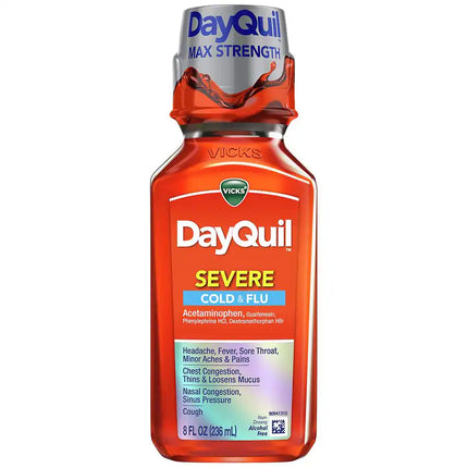 DayQuil Severe, Vicks DayQuil Severe, Daytime Cold Relief, Daytime Flu Relief, Acetaminophen, Dextromethorphan, Guaifenesin, Phenylephrine, Non Drowsy Cold Medicine, Cough Suppressant, Expectorant, Nasal Decongestant, Chest Congestion Relief, Sinus Pressure Relief, Fever Reducer, Cold And Flu Medicine, Multi Symptom Relief, Daytime Wellness, Family Wellness, ДейКвил, Средство От Простуды, Средство От Гриппа, Декстрометорфан, Гуайфенезин, Фенилэфрин, Заложенность Носа, Кашель, Простуда, Грипп, DayQuil Severe