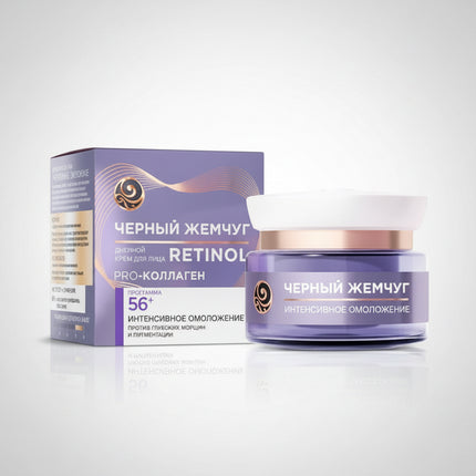 A day-time anti-aging facial cream by Black Pearl (Чёрный Жемчуг) designed to activate the skin’s natural renewal processes for women 56+. Helps improve elasticity, smooth fine lines, restore comfort, and provide daily moisture. Leaves skin looking firmer, softer, and more radiant.

