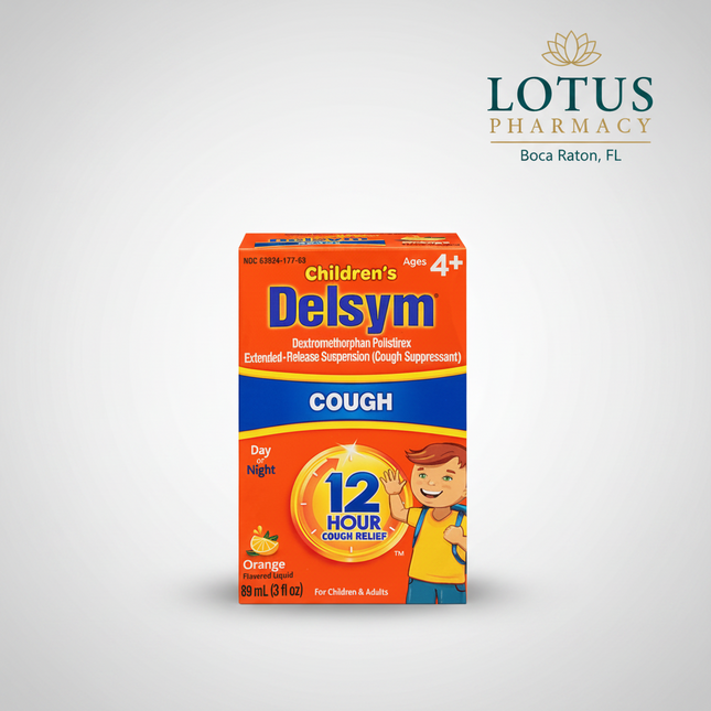 Delsym 12 Hour Cough Relief is an extended-release cough suppressant formulated to provide long-lasting relief from coughs associated with the common cold and minor throat or bronchial irritation. Its unique time-release suspension delivers cough relief for up to 12 hours with each dose, helping both adults and children sleep better and stay comfortable throughout the day. The pleasant flavor and alcohol-free formula make it easy to take.&nbsp;
