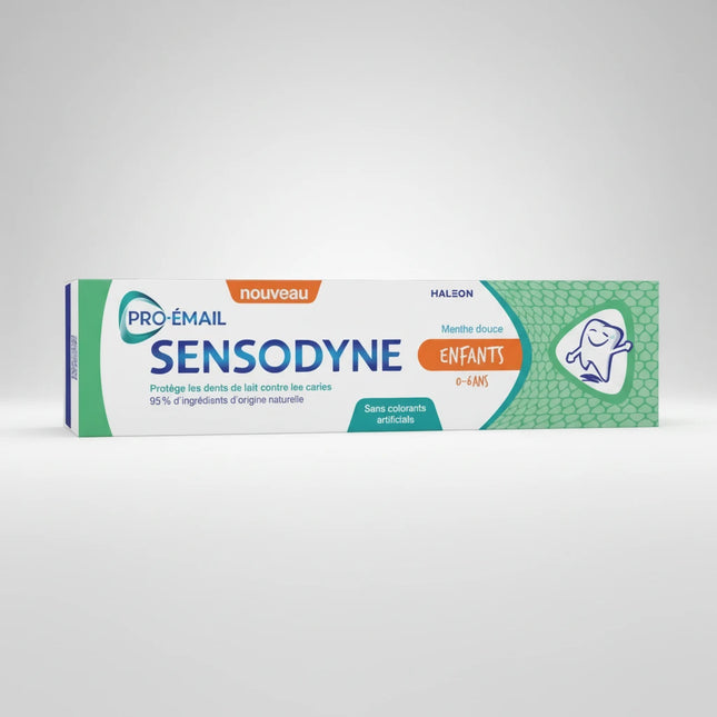 Discover Sensodyne Pro Émail Enfant Dentifrice Menthe Douce specially formulated to protect the milk teeth of children aged 0 to 6 against cavities. Its 95% natural formula strengthens enamel, freshens breath and prevents tooth sensitivity. Available in 50 ml or packs of 2, find it at the best price in your trusted online pharmacy.