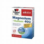 Doppelherz Magnesium + Kalium 400 supplement packaging on a white background