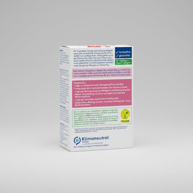 Doppelherz aktiv Vitamin B12 500 µg Mini Tablets are a convenient dietary supplement designed to support energy metabolism, nervous system function, and overall vitality. Each mini tablet provides 500 micrograms of Vitamin B12, an essential nutrient involved in red blood cell formation, immune system support, and mental performance.