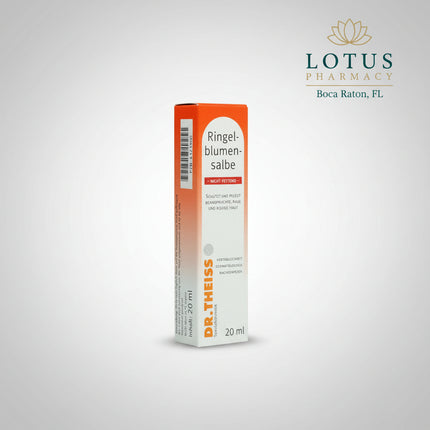 Dr. Theiss Calendula Non-Greasy Ointment (Ringelblumen-Salbe nicht fettend) is a German skin-care ointment formulated with Calendula officinalis (marigold) extract for the intensive care of dry, rough, cracked, and stressed skin.