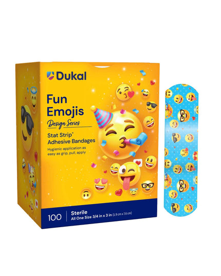 Dukal, Dukal Bandages, Fun Emojis Bandages, Emoji Bandages, Stat Strip Bandages, Adhesive Bandages, Sterile Bandages, First Aid, Wound Care, Cut Care, Scrape Care, Minor Wounds, Kids Bandages, Children's Bandages, Decorative Bandages, School First Aid, Family First Aid, Home Healthcare, Wound Protection, First Aid Supplies, Дукал, Пластыри С Эмодзи, Детские Пластыри, Лейкопластырь, Первая Помощь, Уход За Ранами, Защита Ран, Стерильный Пластырь, Порезы, Ссадины, Детская Аптечка, Dukal, Curitas Emoji, Curitas