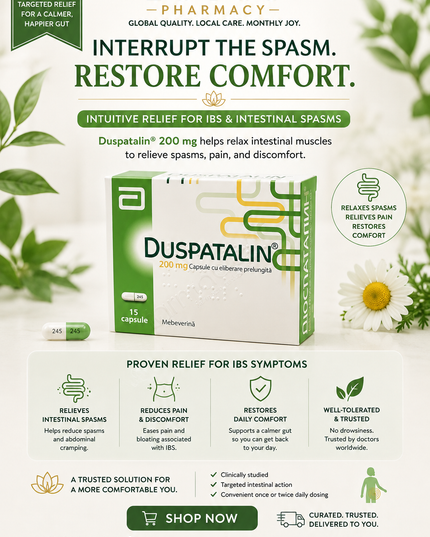Intestinal Spasms & IBS Relief |Duspatalin® 200 mg Capsules – 15 / 30 Capsules