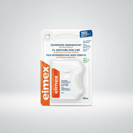 elmex® Unwaxed Dental Floss with Amine Fluoride is designed for thorough cleaning of the narrow spaces between teeth that cannot be adequately reached with a toothbrush.
