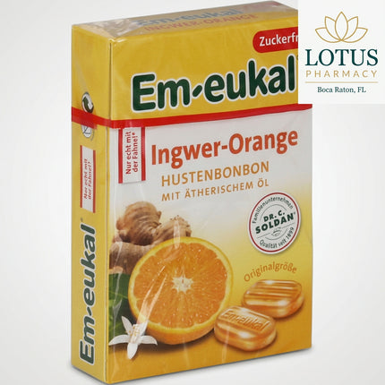 Em-eukal Ingwer Orange Sugar-Free Candies combine the warm, spicy taste of ginger with fruity orange in a refreshing sugar-free hard candy. They are designed for everyday enjoyment and are especially pleasant during travel, work, or colder seasons when a warming citrus-ginger flavor is desired.