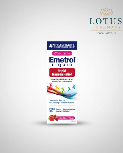 Emetrol® Rapid Nausea Relief is a non-drowsy liquid medication formulated to relieve nausea and upset stomach caused by overeating, stomach upset, motion discomfort, intestinal flu, and food or drink indiscretions. Unlike many products that coat the stomach, Emetrol works by calming the stomach to provide rapid relief. It is free from alcohol, caffeine, antihistamines, and aspirin.&nbsp;