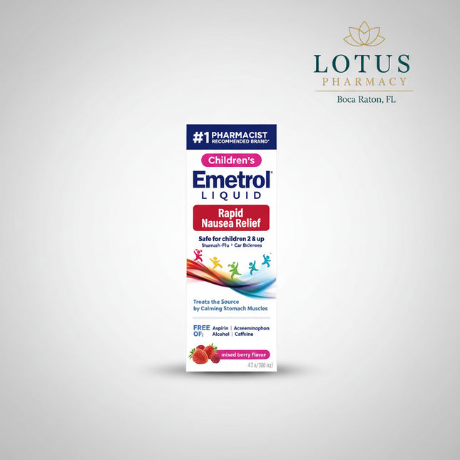 Emetrol® Rapid Nausea Relief is a non-drowsy liquid medication formulated to relieve nausea and upset stomach caused by overeating, stomach upset, motion discomfort, intestinal flu, and food or drink indiscretions. Unlike many products that coat the stomach, Emetrol works by calming the stomach to provide rapid relief. It is free from alcohol, caffeine, antihistamines, and aspirin.&nbsp;