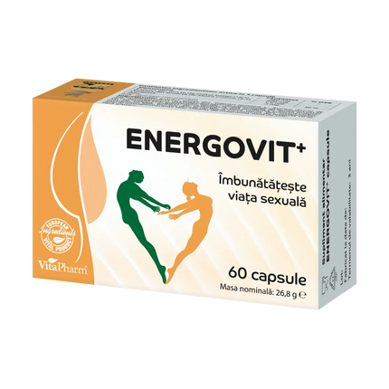Energovit+ supplement box with VitaPharm branding on a white background